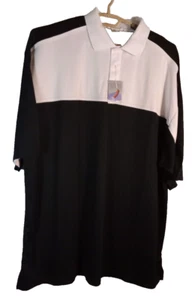 FeatherLite Men's Golf Polo Black White Moisture Wick Mesh Sport Shirt 3XL - Picture 1 of 8