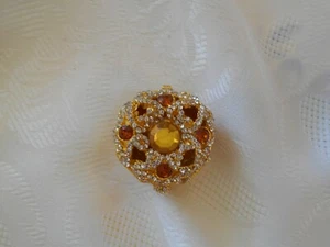 UNBRANDED-BEJEWELED ORANGE /YELLOW TRINKET BOX - Picture 1 of 2
