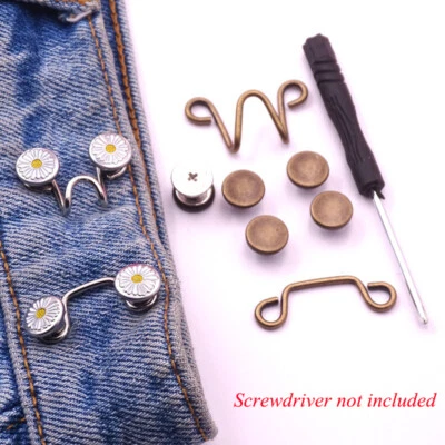 Practical Jeans Waist Adjusting Buckle No Nails Garment Hooks Screw Metal Butto∂ - Image 1 of 4