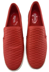 Michael Kors Colby Shoes Womens Size 8.5 Red Embossed Leather Slip On NEW - Picture 1 of 13
