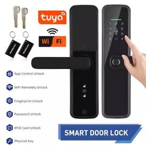 Wifi Digital Electronic Smart Door Lock Fingerprint Card Password Key APP Unlock - Picture 1 of 13