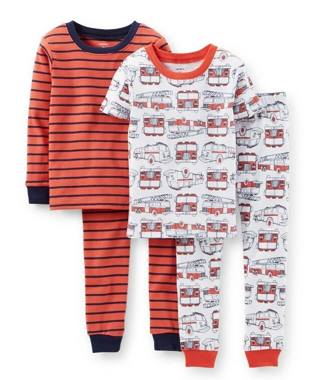 NEW Carter's Little Boys' 4 Pc Firetruck Fire Engine Pajama Set Toddler/Kid 5T - Image 1 of 1