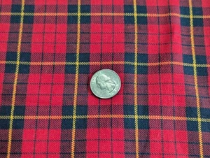 1 Yard/45" Vintage/USA 100 % Baumwolle "ROT KARIERT" toll mit schwarzen Quadraten-Linien NEU verkauft BTY - Bild 1 von 4