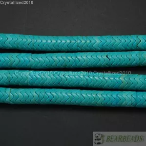 "Cuentas espaciadoras Heishi onduladas de piedra preciosa turquesa azul mezclado 5 mm x 10 mm 15,5" - Imagen 1 de 12