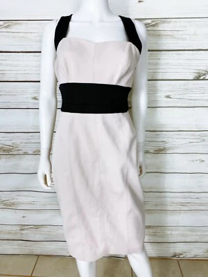 Vestido halter Karen Millen para mujer talla 10 beige desnudo y negro correas sin mangas  Foto 1 de 4