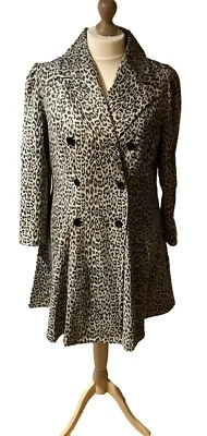 18 20 22 24 26  PLUS SIZE SUEDETTE LEOPARD PRINT TRENCH COAT TRUE TO SIZE RETRO - Image 1 of 4