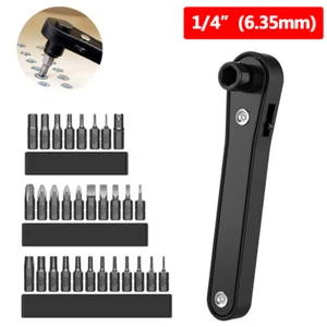 Mini Ratchet Wrench 1/4 inch Hex Socket Wrench Screwdriver Bit Mix Set Hand Tool - Picture 1 of 11