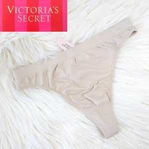 Vintage Y2K Victoria's Secret Thong Panties Tan Nude Nylon Seamless Yoga New S - Picture 1 of 8