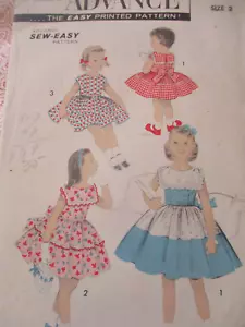 Vtg Advance 7961 Girl's Full Skirt Dress Pattern Size 2 - Picture 1 of 2