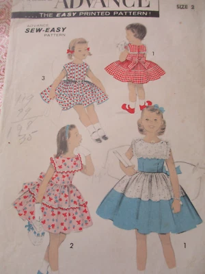 Vtg Advance 7961 Girl's Full Skirt Dress Pattern Size 2 - Image 1 of 2