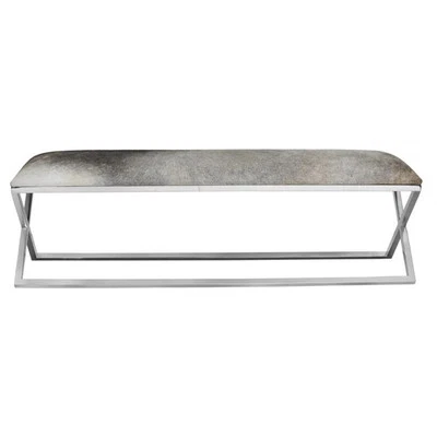 Moe's Home Collection Rossi 18.5" Contemporary Leather Bench in Gray - Image 1 of 4