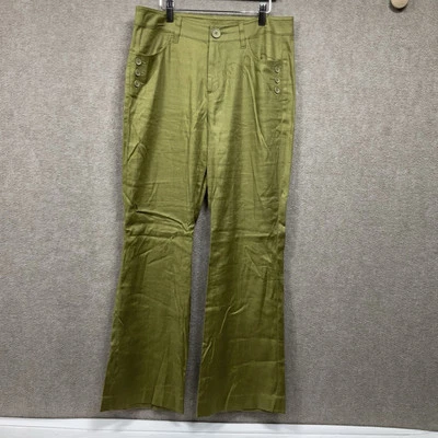 Cabi Wide Leg Linen Pants Size 6 Trousers Boho Lagenlook Style #5314R green - Image 1 of 4