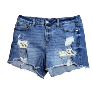 Pantalones Cortos Judy Azul Para Mujer Grandes Parche Limón Denim Envejecido Elastizados Cortes - Imagen 1 de 9