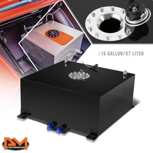 15 Gallon Lightweight Aluminum Black Fuel Cell/Gas Tank+Level Sender Polish Cap - Picture 1 of 5