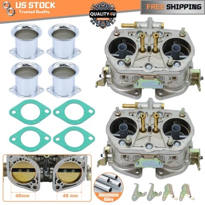 2* 2 BBL Carburetor w/4* Gaskets For VW Beetle Porsche 356 911 Weber 48IDF NEW Foto 1 de 4