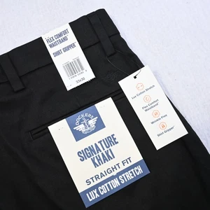 Dockers Signature Kahki Chino Hose schwarz gerade Stretch Herren Größe 33 x 30 NEU - Bild 1 von 10