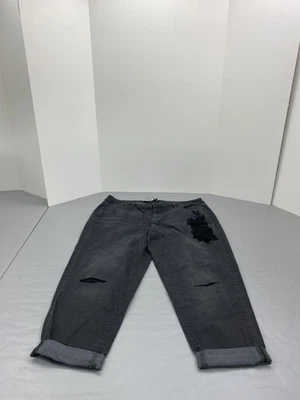 Jeans Lane Bryant para mujer 18 gris tiro bajo novia apliques con puños desgastados Foto 1 de 4