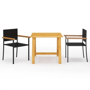 Garden Dining Set 3 Piece Black Outdoor Patio Terrace Table and Chair vidaXL - Picture 1 of 7