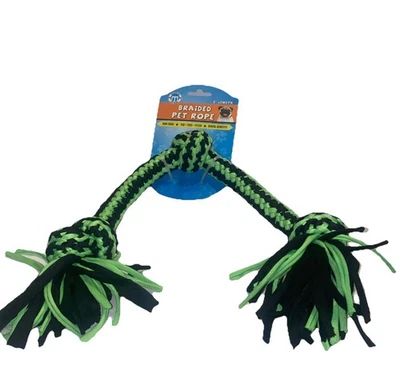 2 FT Black/Green Non Toxic Dental Braided Pet Rope For Dogs (SHIPS IN 24 HOURS) - Image 1 of 4