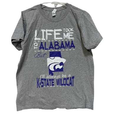 Alabama Kansas State K-State WIldcats Shirt Tee T-Shirt Womens 3XL Gray Football - Image 1 of 4