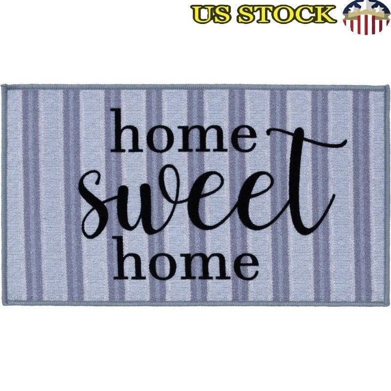 Alfombra de rayas para interiores Home Sweet Home antideslizante duradera resistente a la decoloración de nailon Foto 1 de 4