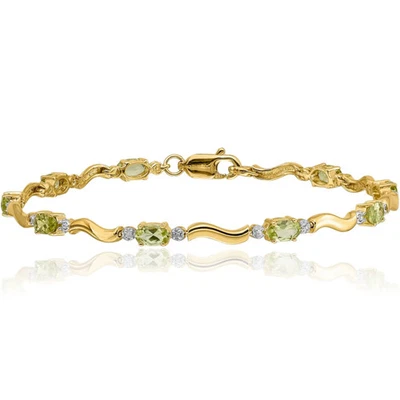 Brazalete tenis peridoto diamantes oro amarillo macizo 10K Foto 1 de 4