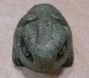 Moche Green Stone Frog Heavy Goodluck Paperweight  - Picture 1 of 6