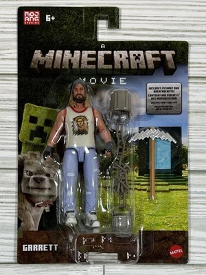 2025 A Minecraft Movie Garrett Pickaxe & Buckchuckets 4" Figure Mattel - Image 1 of 3