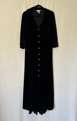 Vestido maxi de veludo Newport News 14 botões longos formal de férias - Imagem 1 de 4