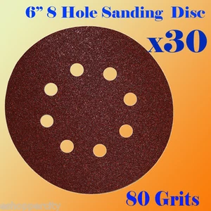 Levigatrice palmare 6" 8 fori 80 grana disco carta sabbiata orbitale casuale gancio e anello #80 - Foto 1 di 2