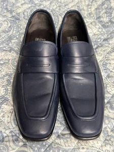 Salvatore Ferragamo Blue  Moccasins with Gancini Ornament Shoes US Size 7 - Picture 1 of 15