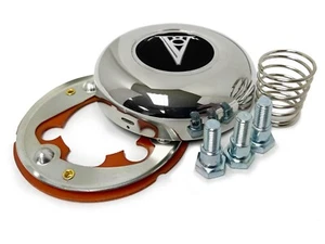 3 Bolt Steering Wheel Horn Button with Art Deco V8 Gel Emblem - Picture 1 of 4