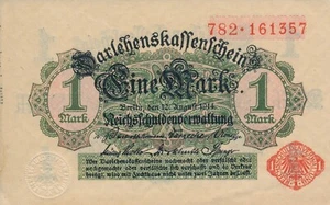 Currency Germany 1914 Reich Banknote Money 1 Reichsmarks Circulated WORN Poor - Picture 1 of 2