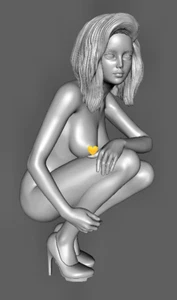 Akt 232 Erotische "Frau knieend mit High Heels" ca.20cm -   1:9 - unbemalt - Bild 1 von 4