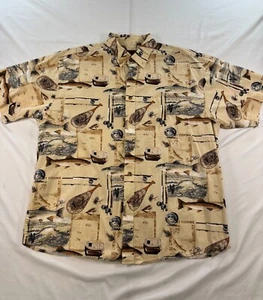 Camicia Morgan Creek Outfitters con bottoni taglia XL pesca trota manica corta cotone - Foto 1 di 11