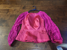 Zac Posen Womens Top Size 8 Pink Half Zip Back Button Balloon Long Sleeve Blouse