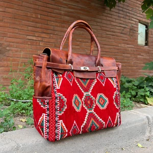 Bandolera y bolso de hombro de cuero con estilo artesanal para mujer - Imagen 1 de 8
