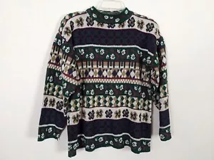 Suéter oversize vintage Caroline Colours verde multicolor S - Imagen 1 de 8