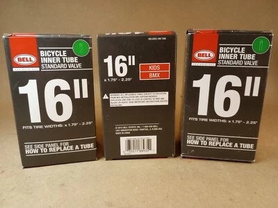 3 Bell Bicycle Inner Tube 16 Inch x 1.75”-2.25” Standard Valve Kids Bike BMX NEW - Image 1 of 4