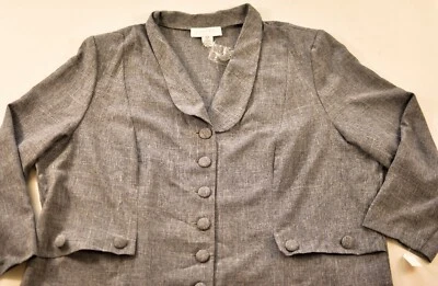 Mujer ALLISON WOODS Chaqueta Gris Jaspeado Talla 30W 100% Poliéster Sin Forro Luz Foto 1 de 4