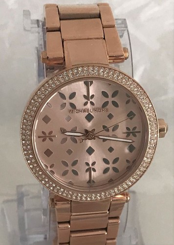 Orologio Nuovo con Etichette Michael Kors MK6470 Mini Parker Rosa Quadrante Floreale Tagliato