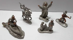 Vintage Pewter Native Americans Lot of 5 Warrior Canoe Chief Horse - Picture 1 of 16