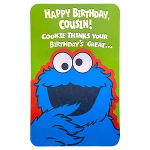 Cookie Monster HAPPY BIRTHDAY Card FOR COUSIN by American Greetings  +Envelope - Picture 1 of 5