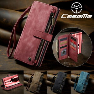 Zipper Leather Wallet Phone Case w/ Wrist Strap for Samsung S23 S22 S21 A Series