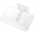 1pc Transparent Adhesive Soap Dish - No-Drill Wall-Mounted Bathroom Holder-NEW