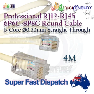 Professional RJ12 6P6C to RJ45 8P8C Copper Cable ⌀0.5mm Reinforced Round 4m - Foto 1 di 1