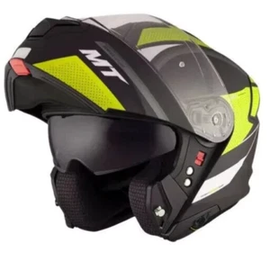 MT GENESIS FLIP FRONT DUAL VISOR MODULAR MOTORCYCLE HELMET CAVE BLACK YELLOW - Picture 1 of 12