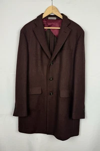 Corneliani Single Breasted Pure Virgin Wool Overcoat Burgundy Size 56 R EU - 7 - Picture 1 of 7