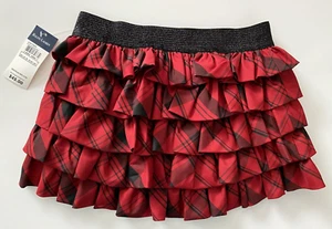 Ralph Lauren Plaid Ruffled Skirt Red Black Elastic Waist Girl's Size 7 NWT - Picture 1 of 4