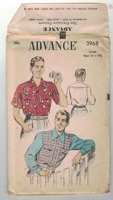 ​Vintage Mens 40s Shirt Advance Pattern 3968 Factory Folded Uncut Large - Image 1 of 2